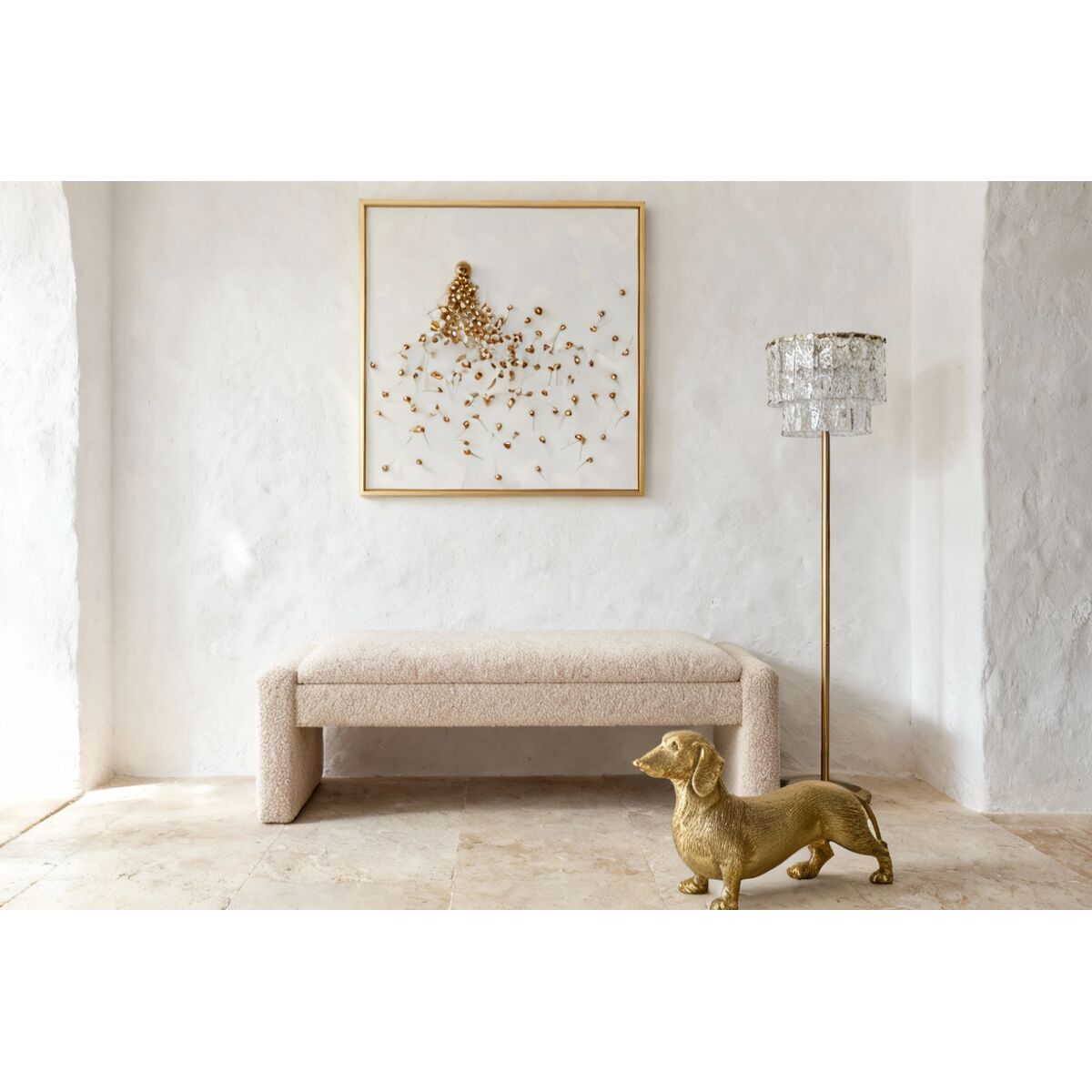 Golvlampa Home ESPRIT Transparent Gyllene 25 W 220 V 38 x 38 x 160 cm finns hos Nordekko