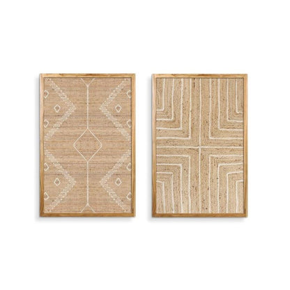 Tavla Home ESPRIT Naturell Boho Med relief 60 x 3 x 90 cm (2 antal) finns hos Nordekko