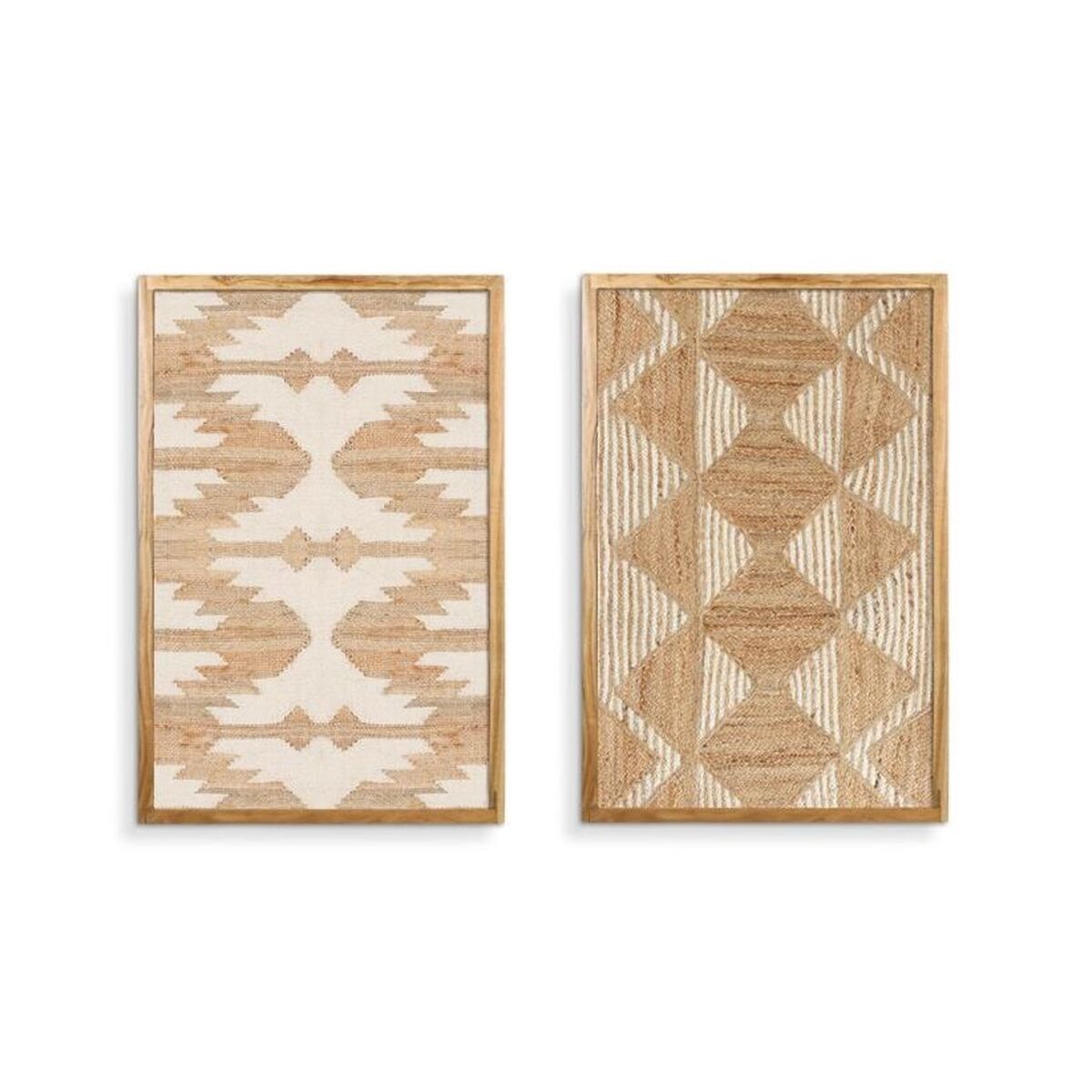 Tavla Home ESPRIT Naturell Boho Med relief 40 x 3 x 60 cm (2 antal) finns hos Nordekko