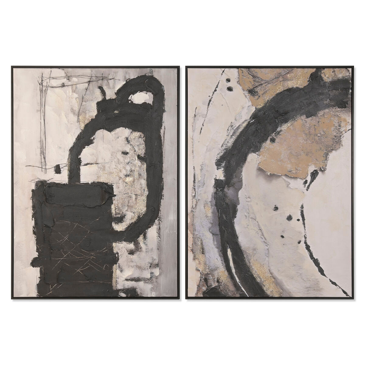 Tavla Home ESPRIT Svart Grå Modern 103 x 4 x 143 cm (2 antal) finns hos Nordekko