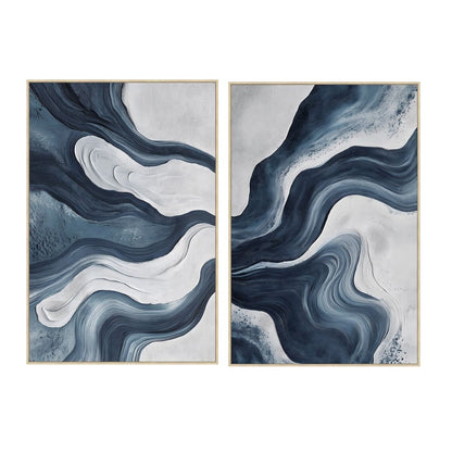 Tavla Home ESPRIT Blå Vit Abstrakt Modern 82,5 x 4,5 x 122,5 cm (2 antal) finns hos Nordekko
