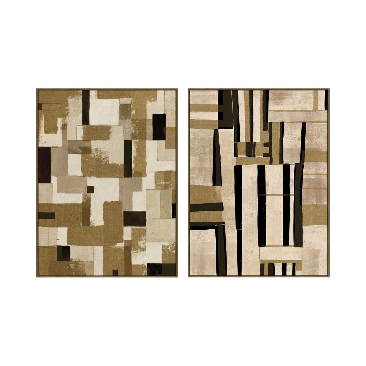 Tavla Home ESPRIT Brun Beige Modern Med relief Urban 90 x 4 x 120 cm (2 antal) finns hos Nordekko
