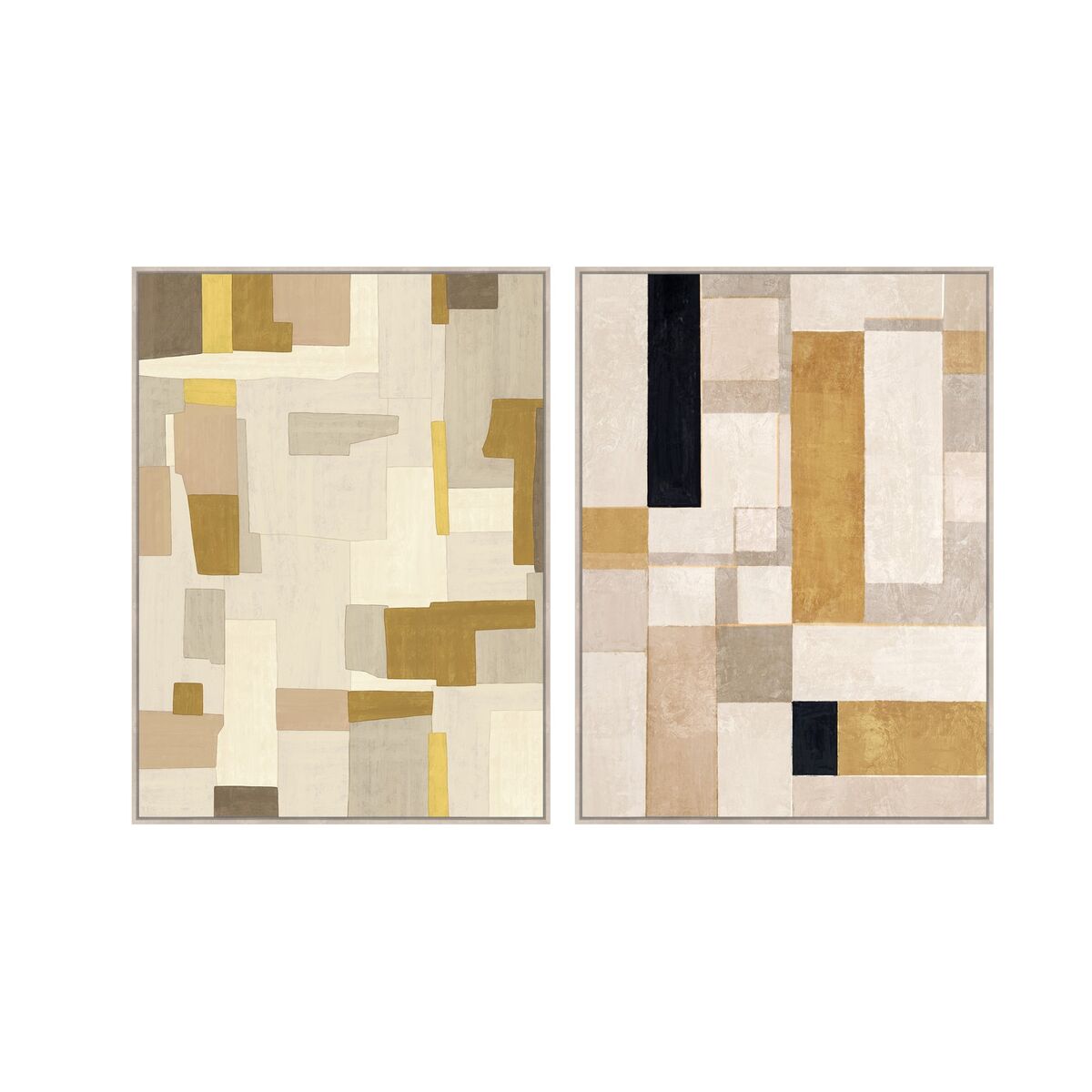 Tavla Home ESPRIT Gul Beige Med relief Urban 90 x 4 x 120 cm (2 antal) finns hos Nordekko