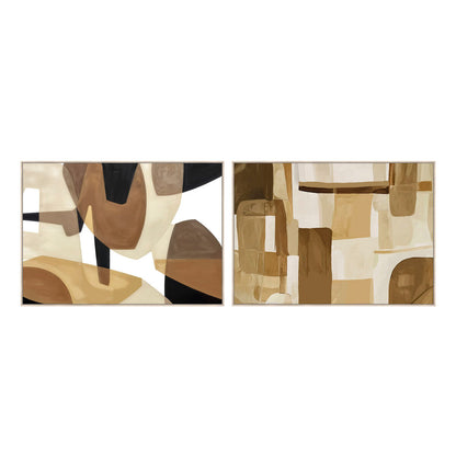 Tavla Home ESPRIT Brun Beige Abstrakt Med relief Urban 140 x 4 x 100 cm (2 antal) finns hos Nordekko