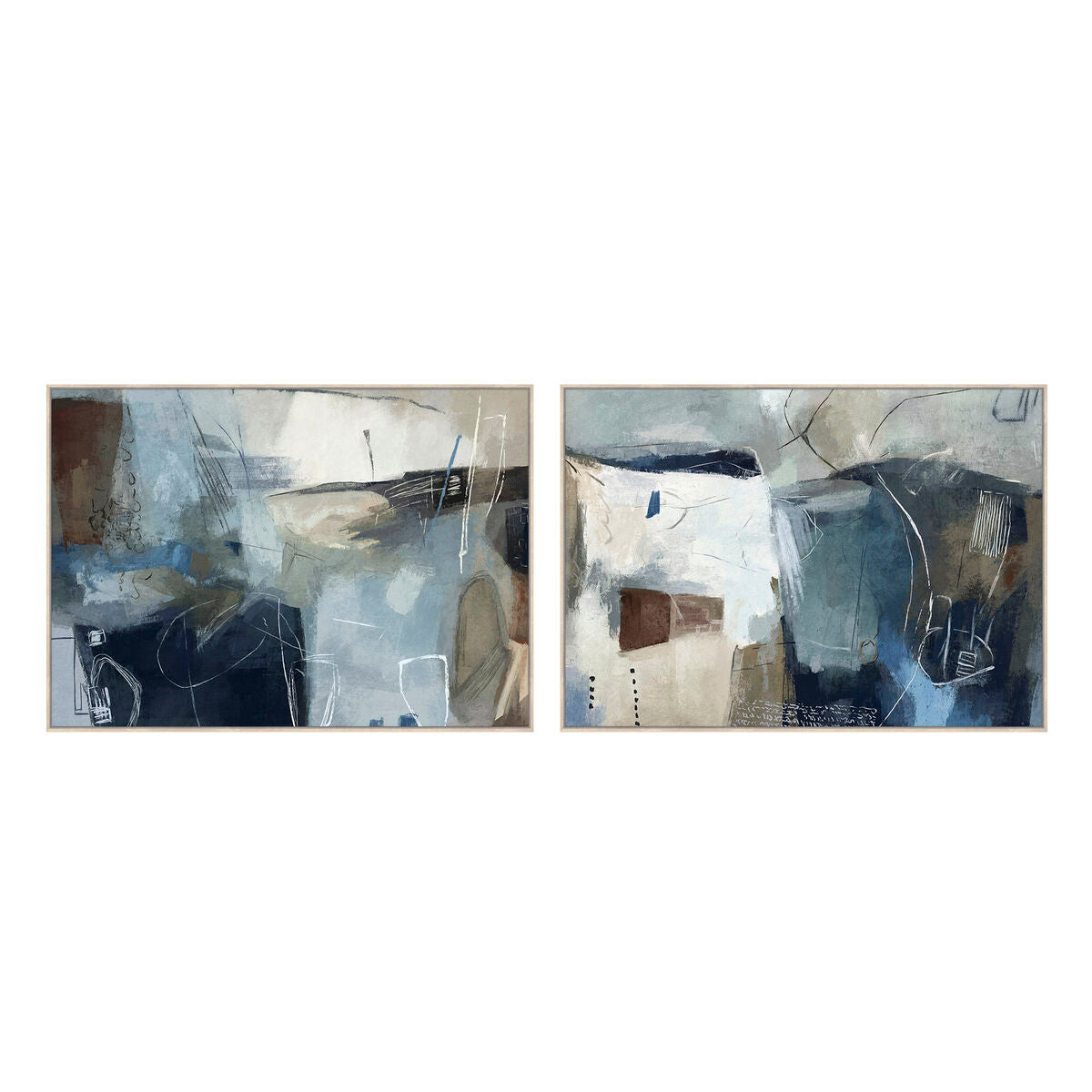 Tavla Home ESPRIT Marinblå Abstrakt Modern Med relief 140 x 4 x 100 cm (2 antal) finns hos Nordekko