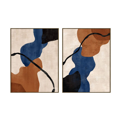 Tavla Home ESPRIT Blå Orange Modern Med relief Urban 90 x 4 x 120 cm (2 antal) finns hos Nordekko