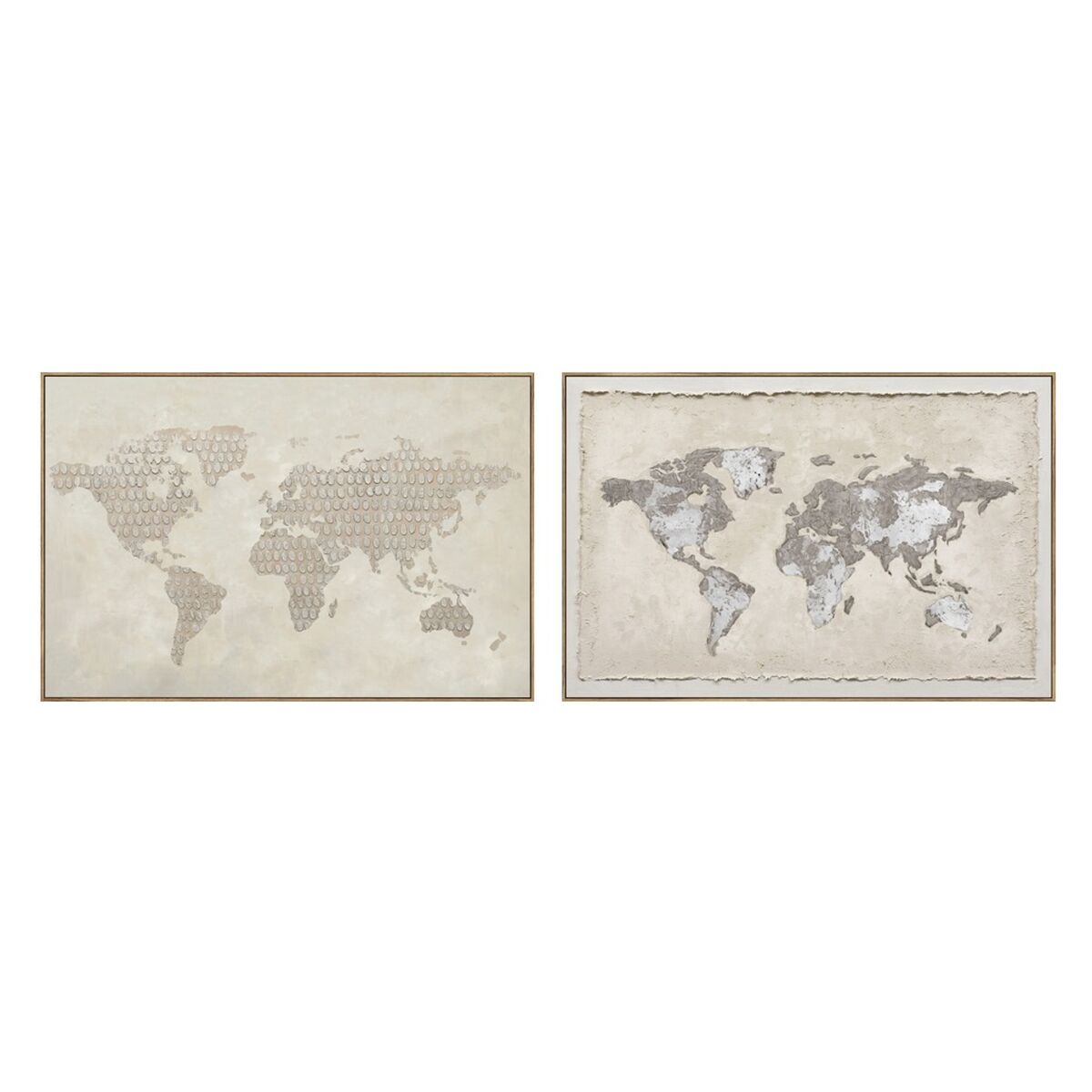 Tavla Home ESPRIT Beige Världskarta Loft 120 x 3,7 x 80 cm (2 antal) finns hos Nordekko