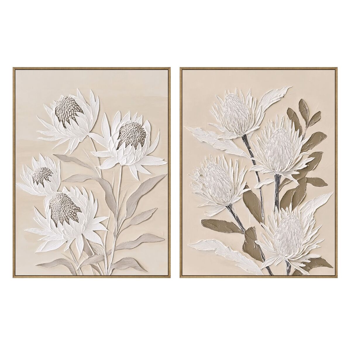 Tavla Home ESPRIT Vit Beige Virágok Traditionell (2 antal) finns hos Nordekko