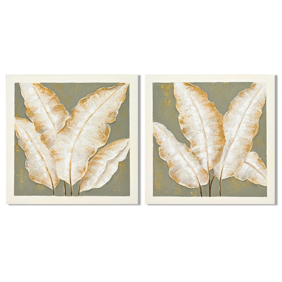 Tavla Home ESPRIT Grön Beige Palmer Tropiskt 100 x 3 x 100 cm (2 antal) finns hos Nordekko