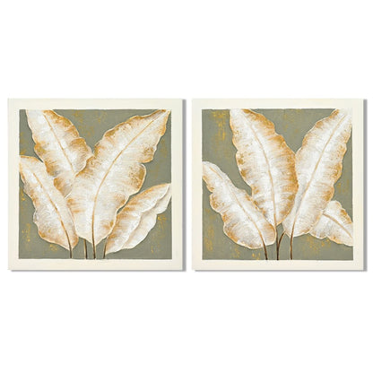 Tavla Home ESPRIT Grön Beige Palmer Tropiskt 100 x 3 x 100 cm (2 antal) finns hos Nordekko