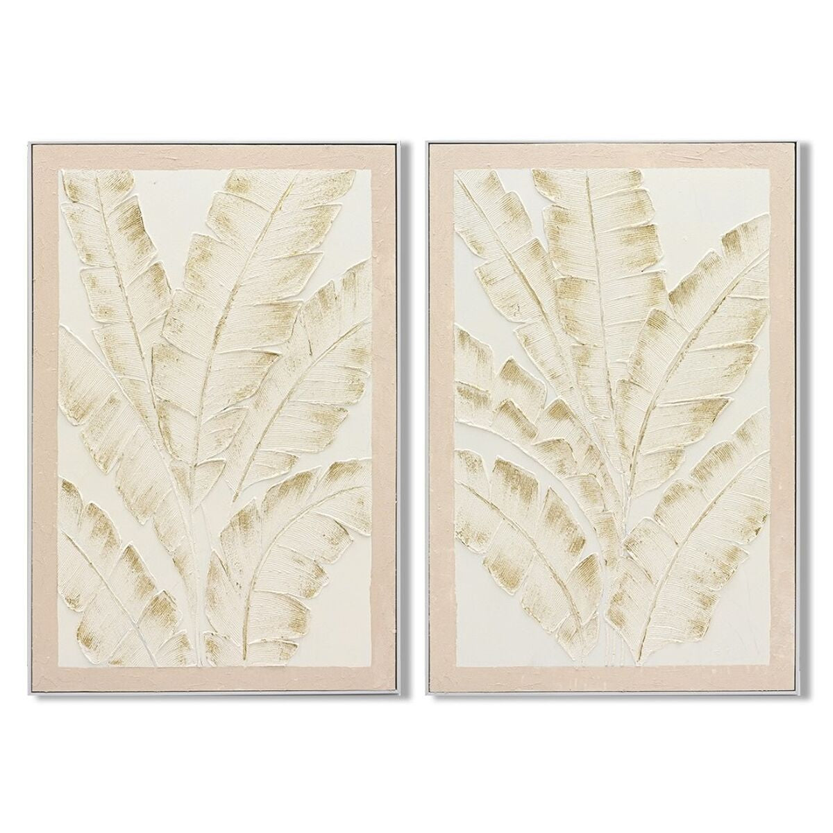 Tavla Home ESPRIT Vit Beige Palmer Tropiskt (2 antal) finns hos Nordekko