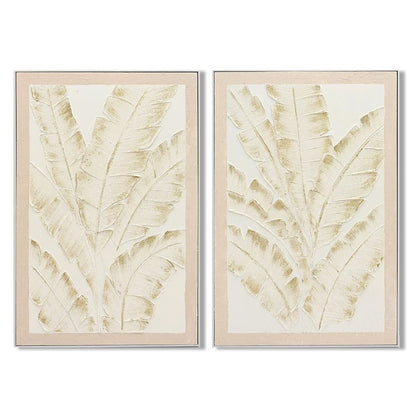 Tavla Home ESPRIT Vit Beige Palmer Tropiskt (2 antal) finns hos Nordekko