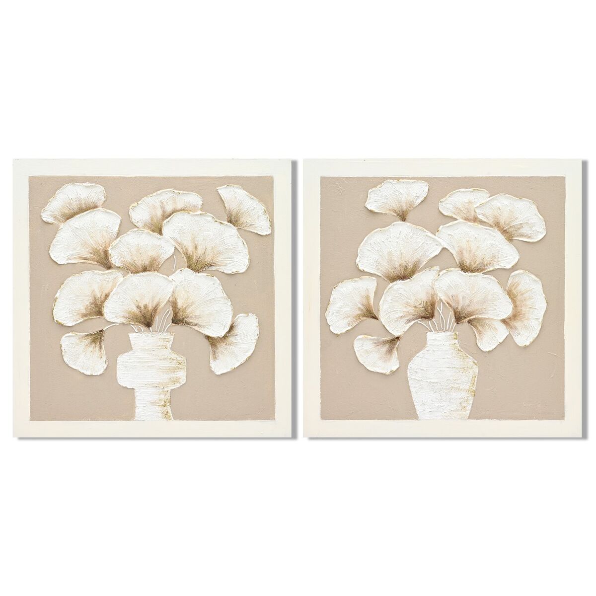 Tavla Home ESPRIT Vit Beige Vas Shabby Chic 100 x 3 x 100 cm (2 antal) finns hos Nordekko