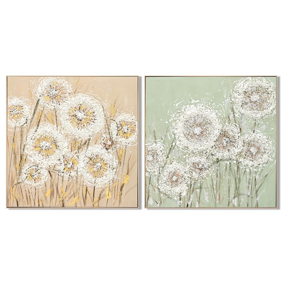 Tavla Home ESPRIT Grön Beige Virágok Shabby Chic 102 x 4,5 x 102 cm (2 antal) finns hos Nordekko