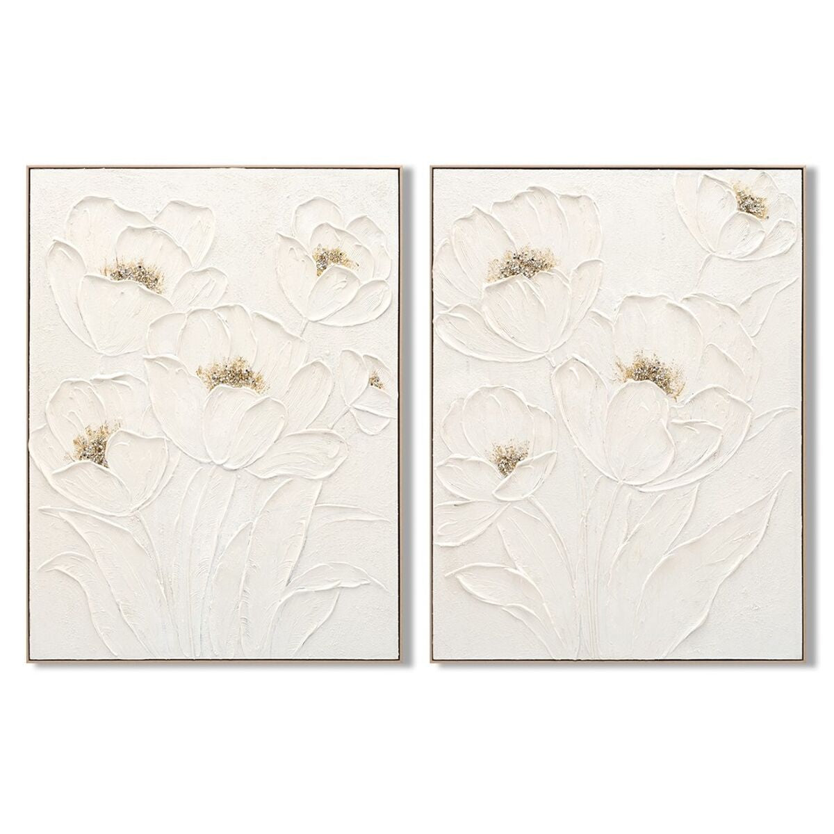 Tavla Home ESPRIT Vit Virágok Shabby Chic 92 x 4,5 x 122 cm (2 antal) finns hos Nordekko