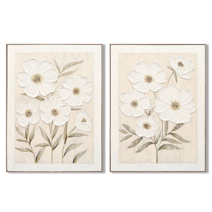 Tavla Home ESPRIT Vit Beige Virágok Shabby Chic 92 x 4,5 x 122 cm (2 antal) finns hos Nordekko