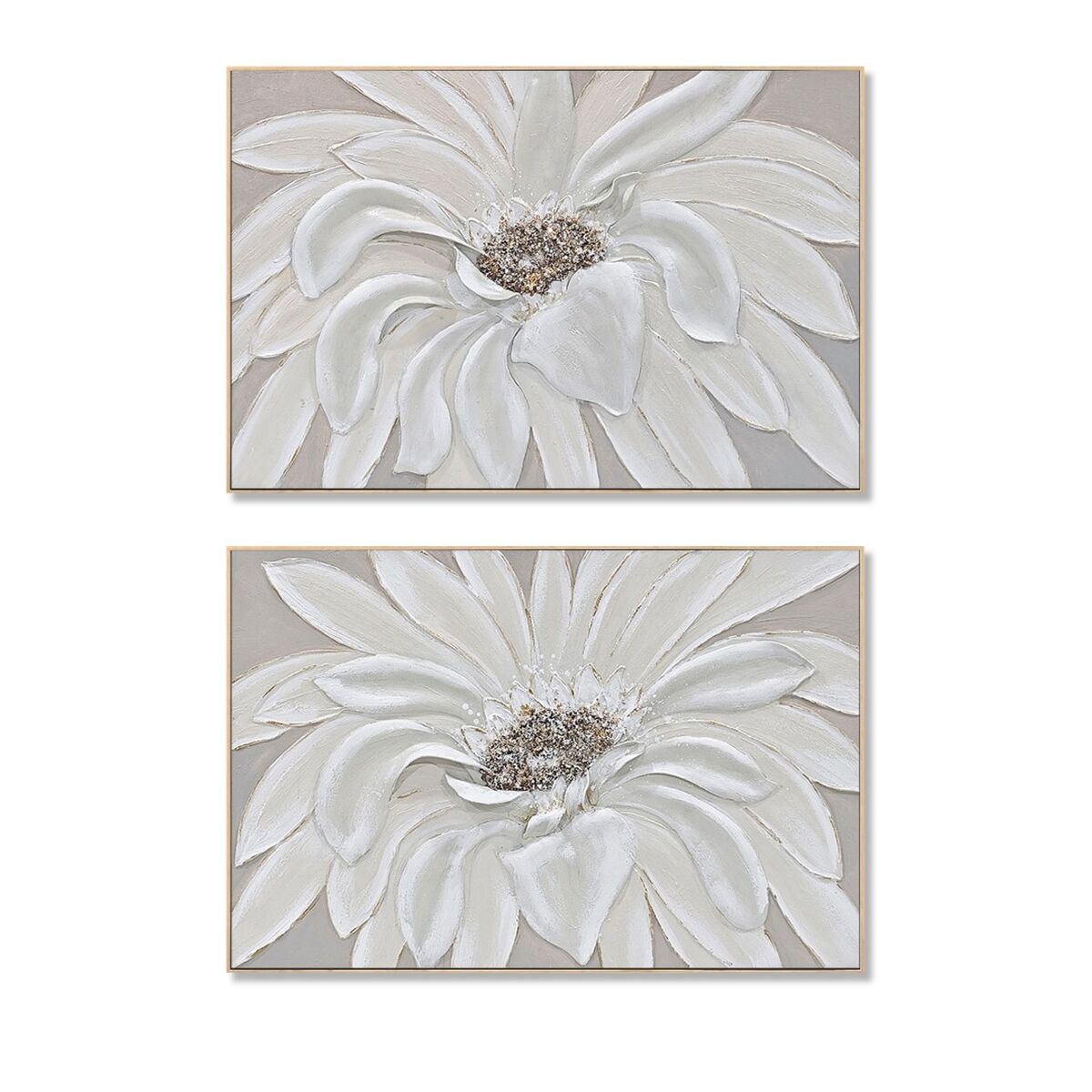 Tavla Home ESPRIT Vit Beige Blomster Shabby Chic (2 antal) finns hos Nordekko