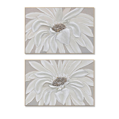 Tavla Home ESPRIT Vit Beige Blomster Shabby Chic (2 antal) finns hos Nordekko