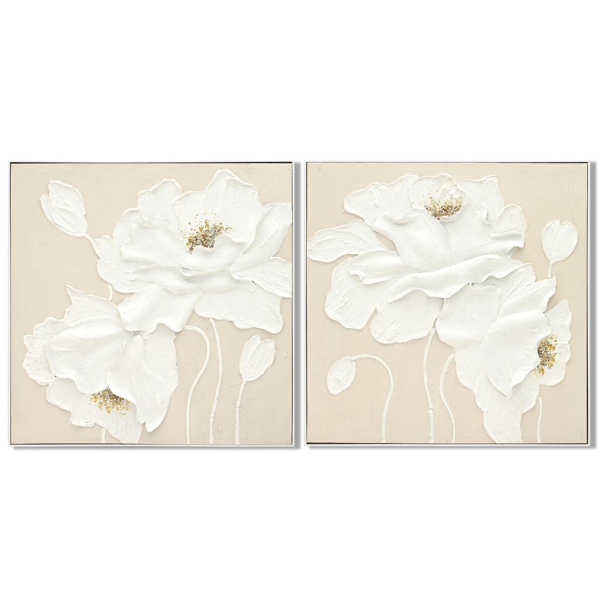Tavla Home ESPRIT Vit Beige Blomster Shabby Chic 82 x 5 x 82 cm (2 antal) finns hos Nordekko