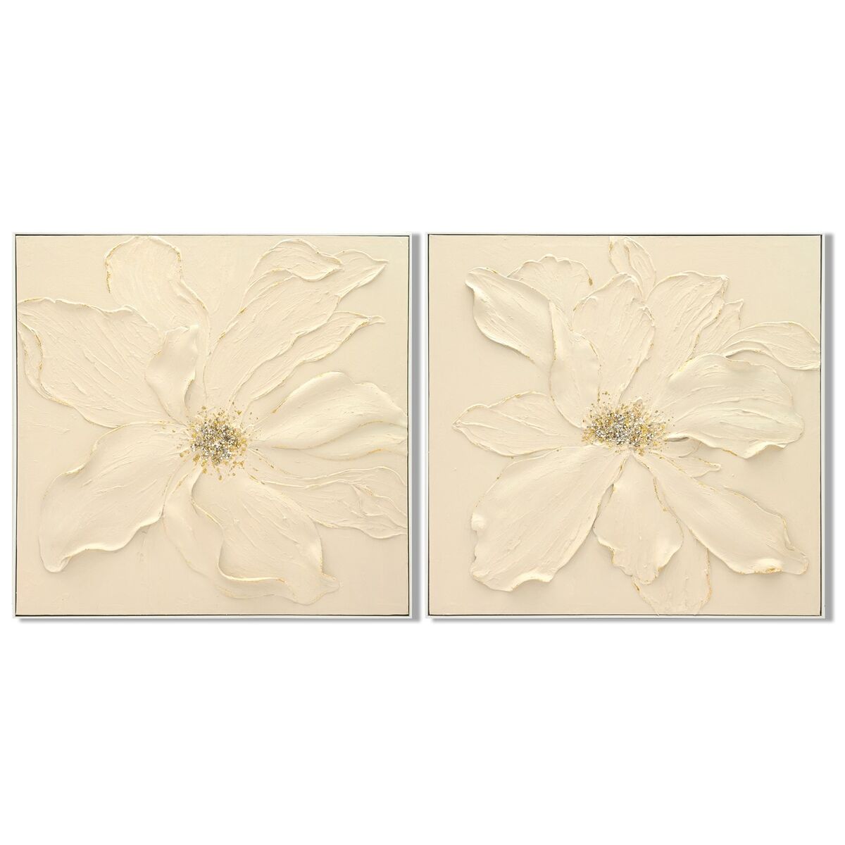 Tavla Home ESPRIT Beige Blomster Shabby Chic 82 x 4,5 x 82 cm (2 antal) finns hos Nordekko