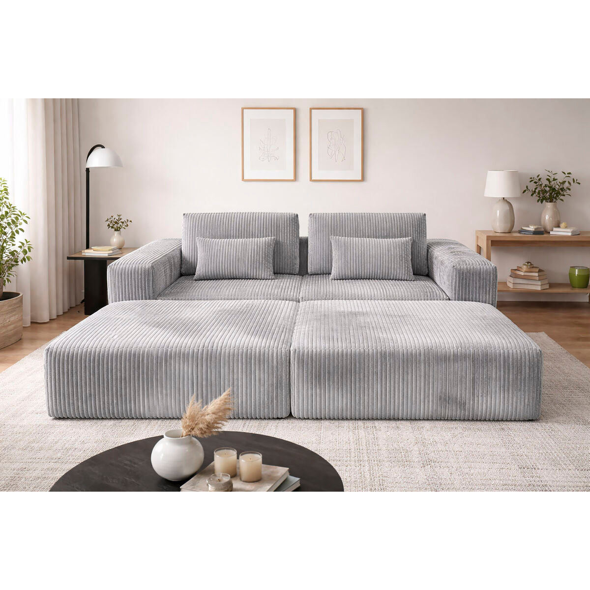 Soffa Home ESPRIT Ljusgrå Scandi 220 x 158 x 91 cm finns hos Nordekko