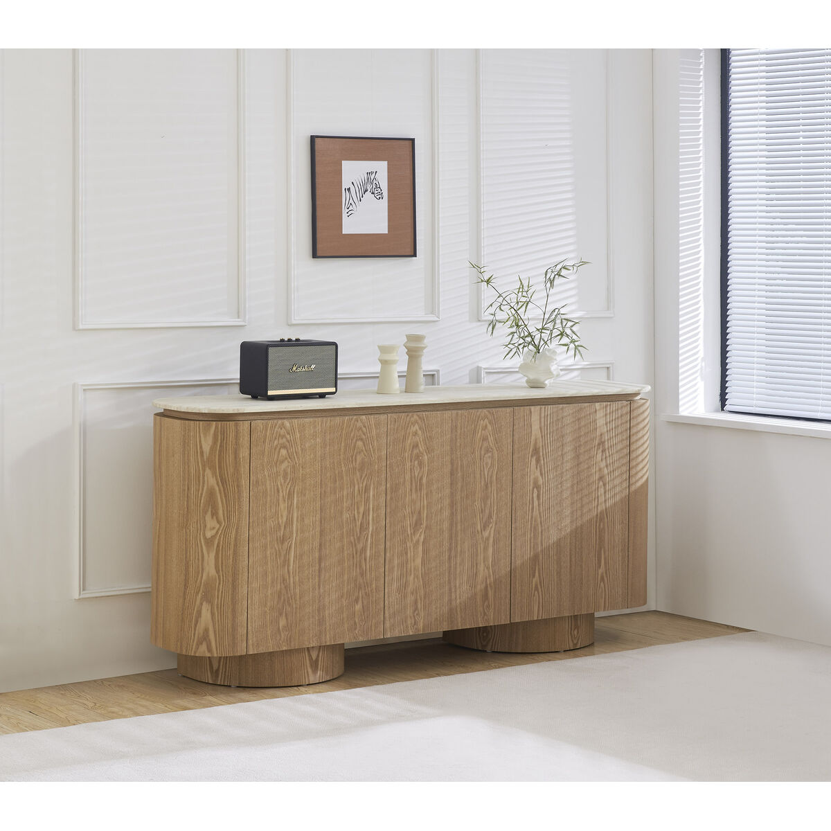 Skänk Home ESPRIT Ljusbrun Granit Trä MDF 180 x 40 x 85 cm finns hos Nordekko