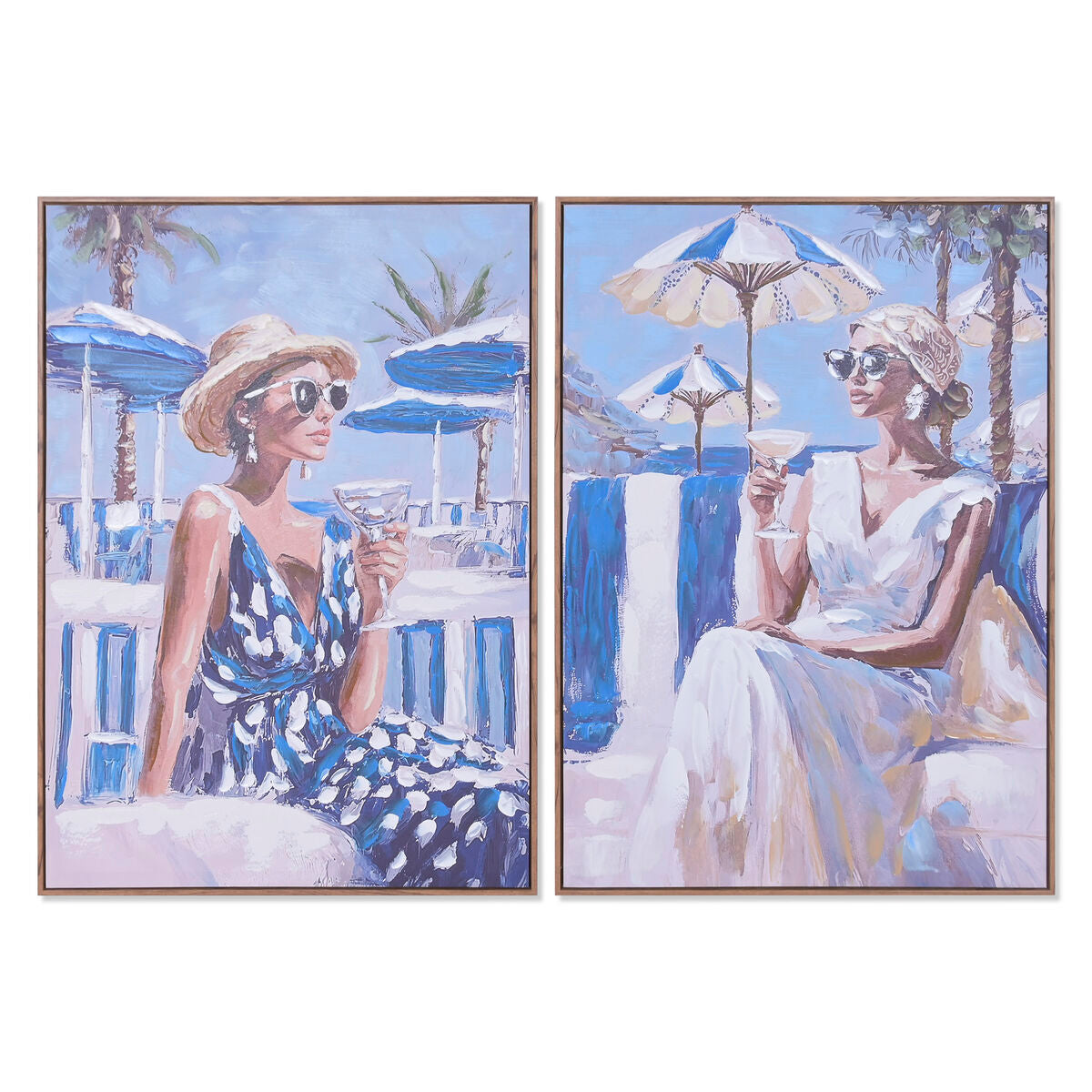 Tavla Home ESPRIT Blå Vit Medelhavs 70 x 3,5 x 100 cm (2 antal) finns hos Nordekko