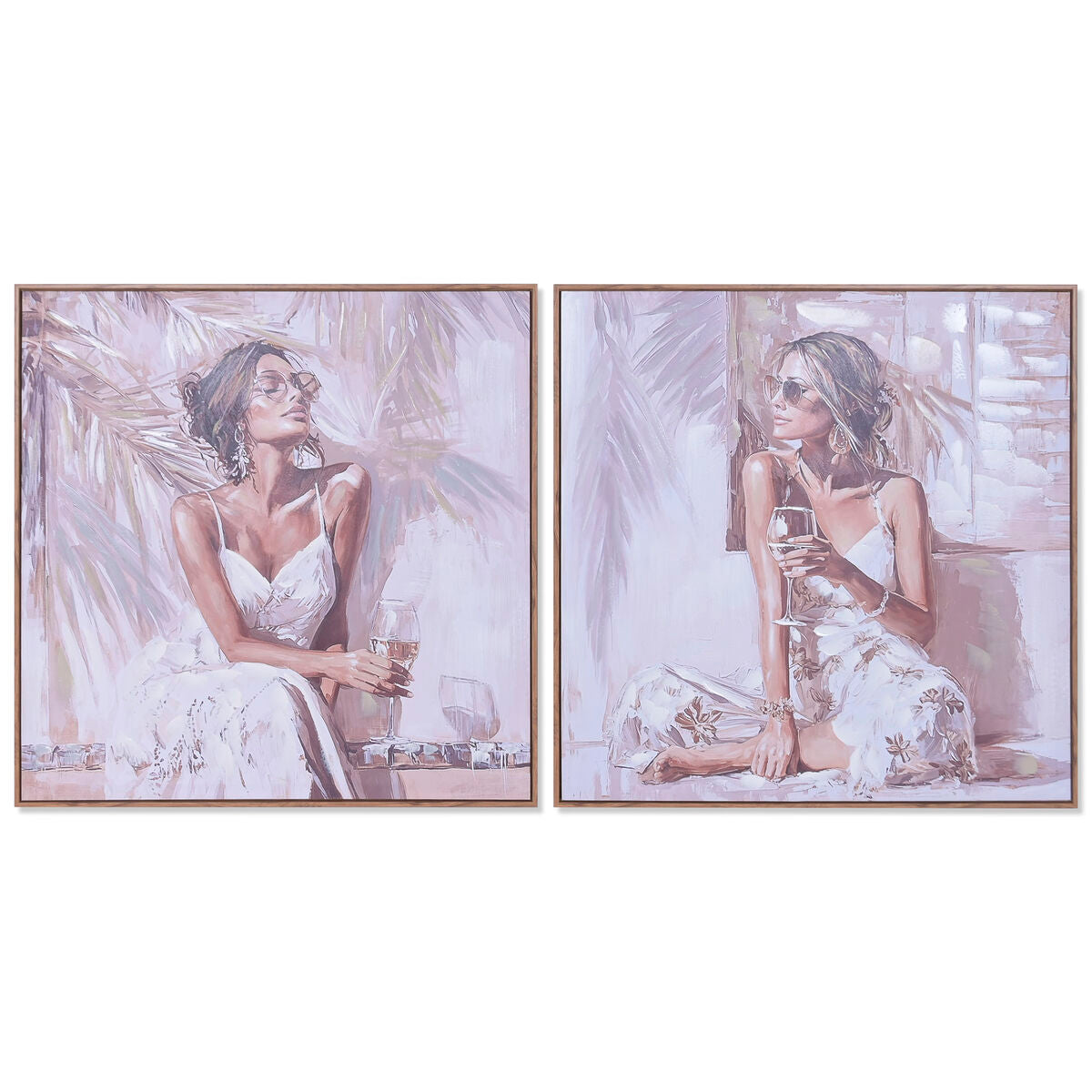 Tavla Home ESPRIT Vit Beige Boho 80 x 3,5 x 80 cm (2 antal) finns hos Nordekko