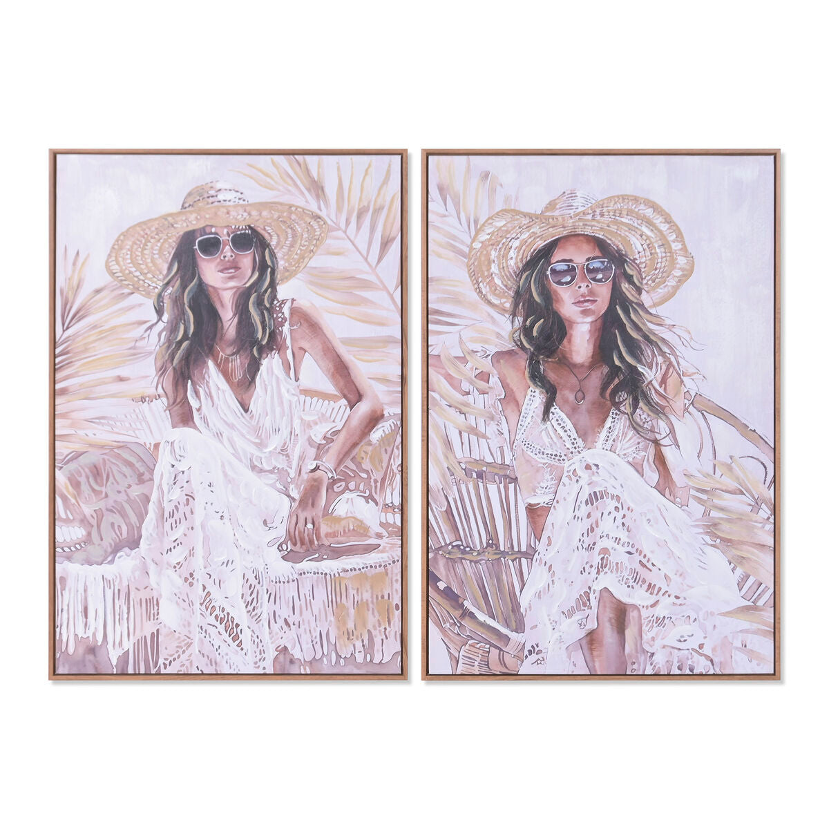 Tavla Home ESPRIT Vit Beige Hatt Boho 60 x 3,5 x 90 cm (2 antal) finns hos Nordekko