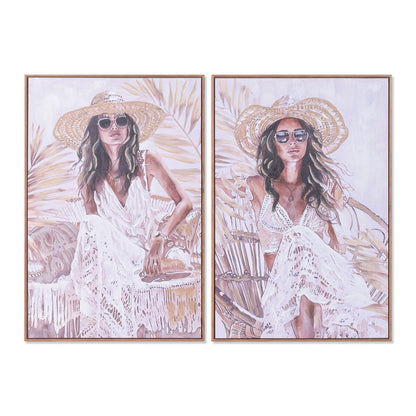 Tavla Home ESPRIT Vit Beige Hatt Boho 60 x 3,5 x 90 cm (2 antal) finns hos Nordekko