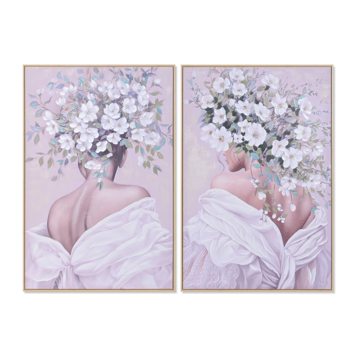 Tavla Home ESPRIT Vit Grön Virágok Shabby Chic 80 x 3,5 x 120 cm (2 antal) finns hos Nordekko