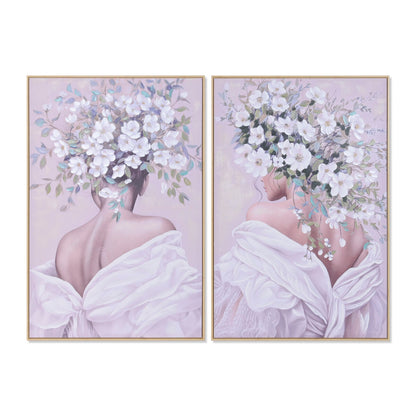 Tavla Home ESPRIT Vit Grön Virágok Shabby Chic 80 x 3,5 x 120 cm (2 antal) finns hos Nordekko