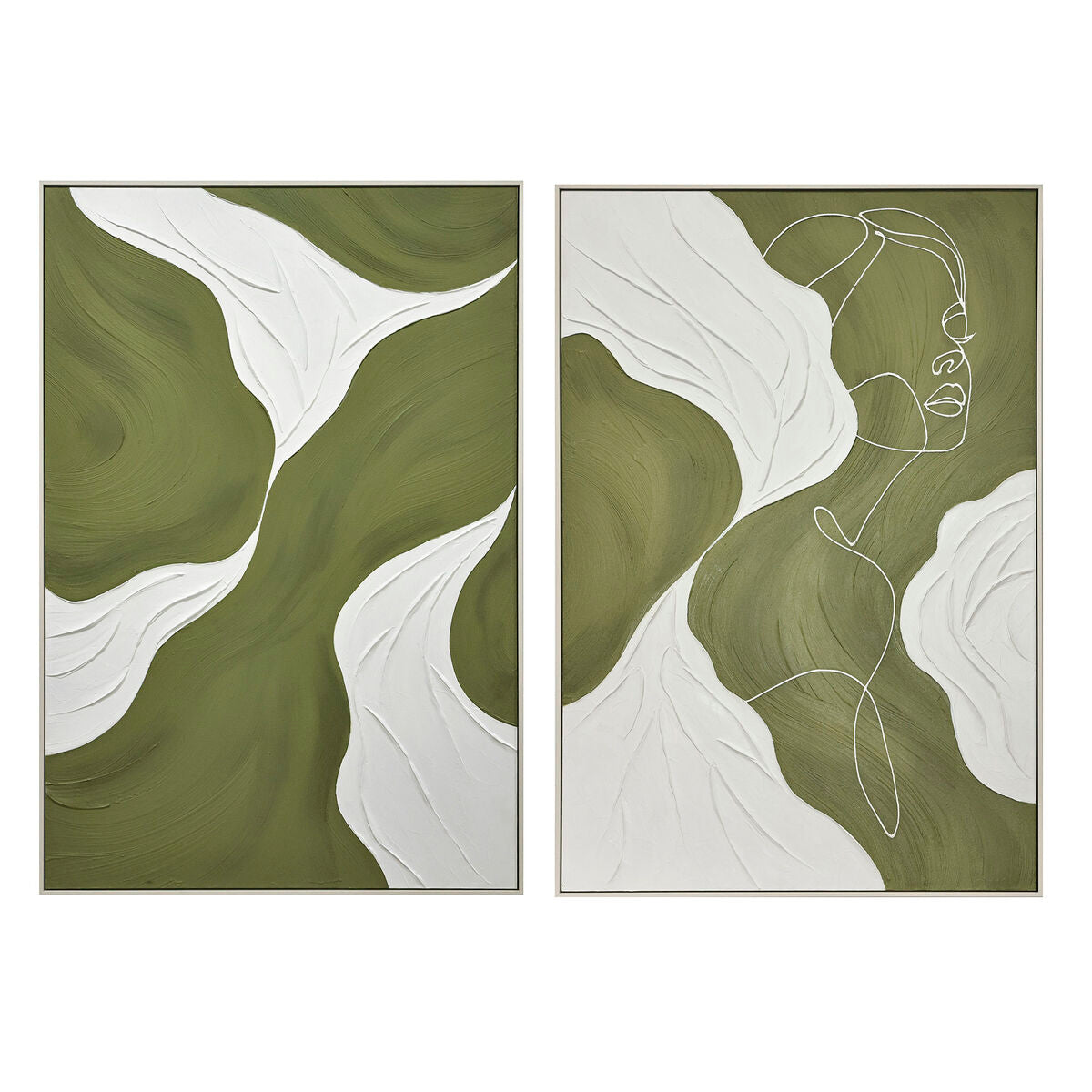 Tavla Home ESPRIT Vit Grön Abstrakt Urban 80 x 4,3 x 120 cm (2 antal) finns hos Nordekko