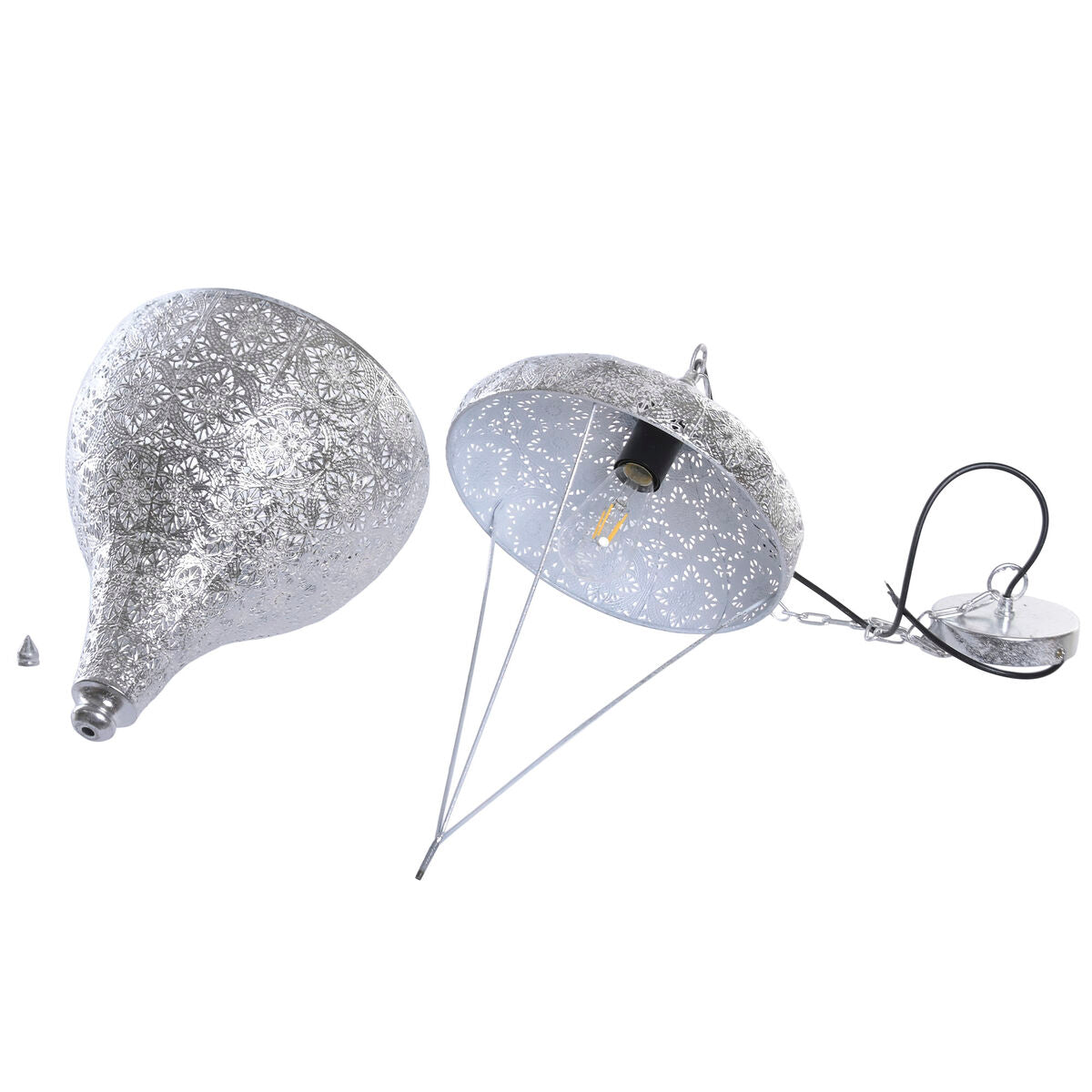 Taklampa Home ESPRIT Silvrig Metall 50 W 30 x 30 x 55 cm finns hos Nordekko