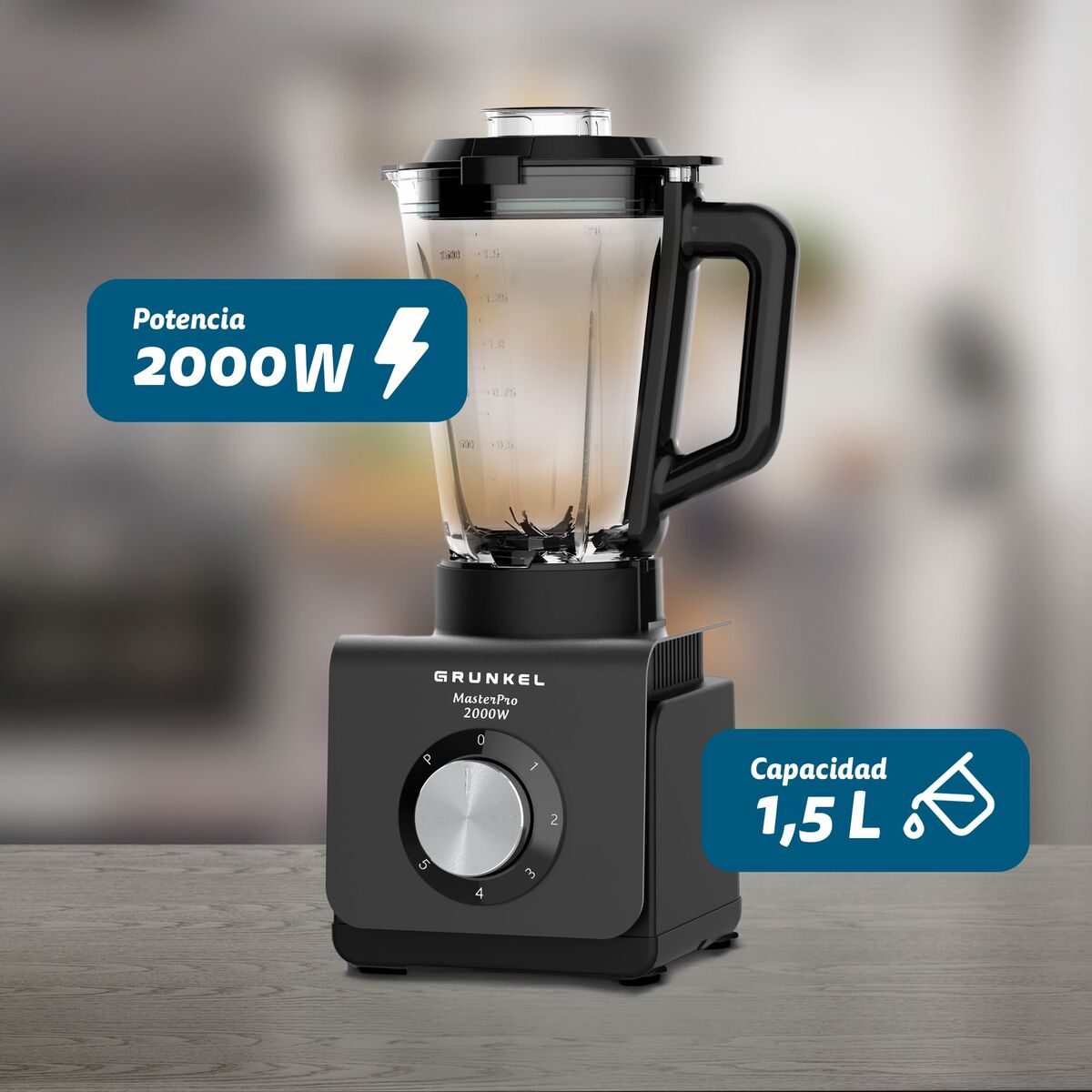 Glasmixer Grunkel BAT-2000 MASTERPRO Svart Stål 1,5 L finns hos Nordekko