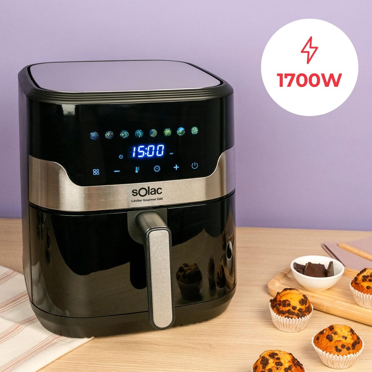 Luftfritös Solac Svart 1700 W 8 L finns hos Nordekko