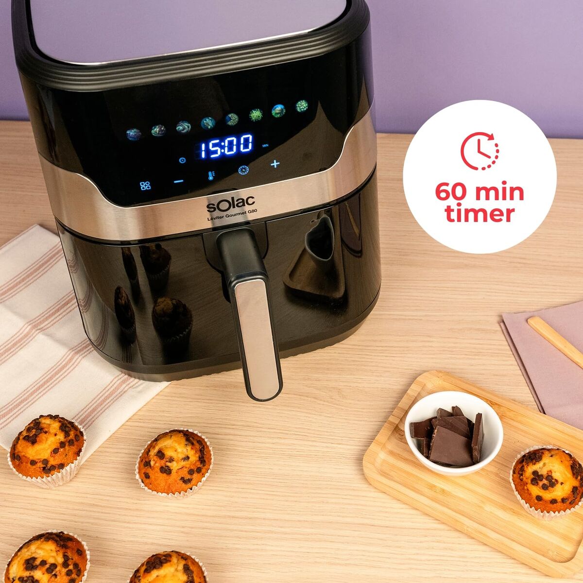 Luftfritös Solac Svart 1700 W 8 L finns hos Nordekko