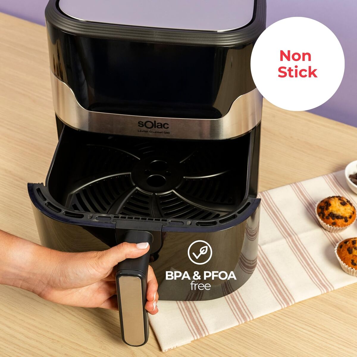 Luftfritös Solac Svart 1700 W 8 L finns hos Nordekko