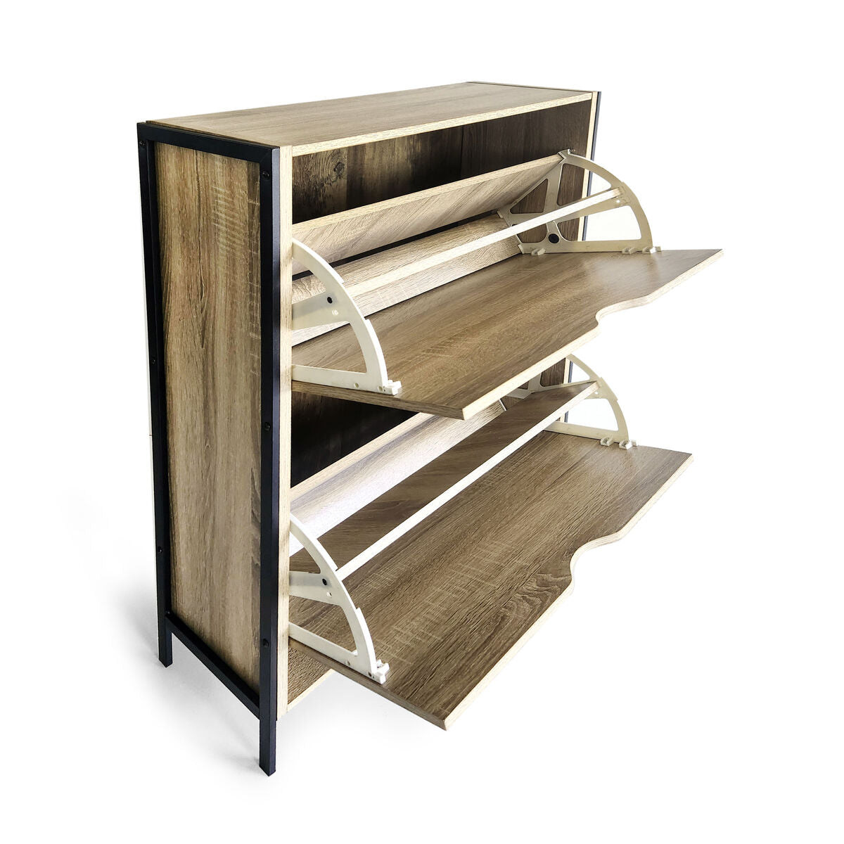 Skoställ MobleKit Brun Svart Trä Metall 65 x 24 x 80 cm finns hos Nordekko