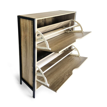 Skoställ MobleKit Brun Svart Trä Metall 65 x 24 x 80 cm finns hos Nordekko