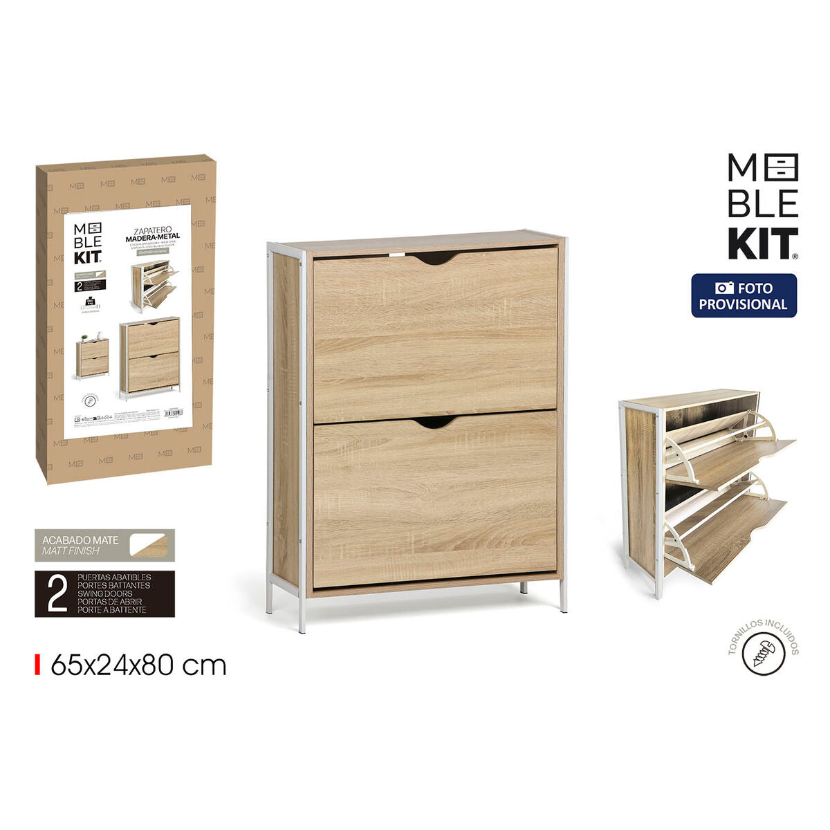 Skoställ MobleKit Vit Brun Trä Metall 65 x 24 x 80 cm finns hos Nordekko