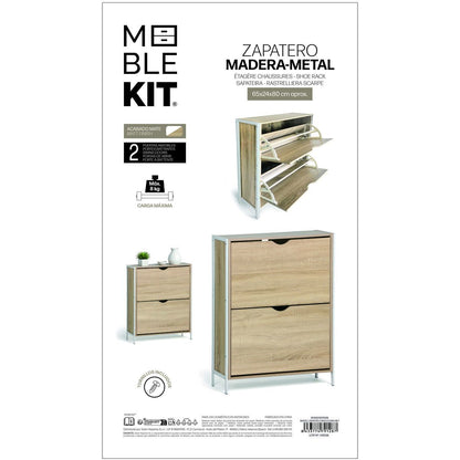Skoställ MobleKit Vit Brun Trä Metall 65 x 24 x 80 cm finns hos Nordekko