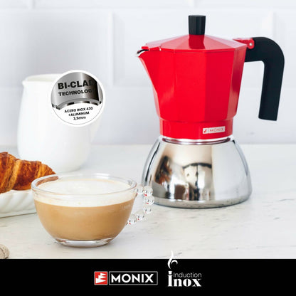 Italiensk Kaffepanna Monix INOX RED 6T Röd 6 Koppar finns hos Nordekko