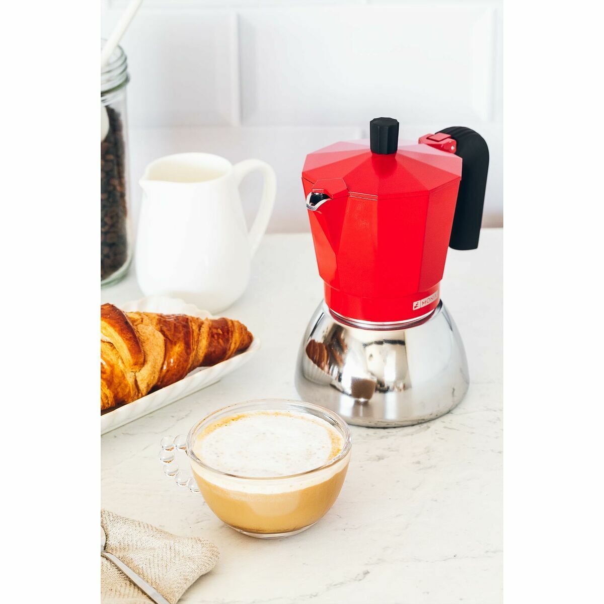 Italiensk Kaffepanna Monix INOX RED 6T Röd 6 Koppar finns hos Nordekko