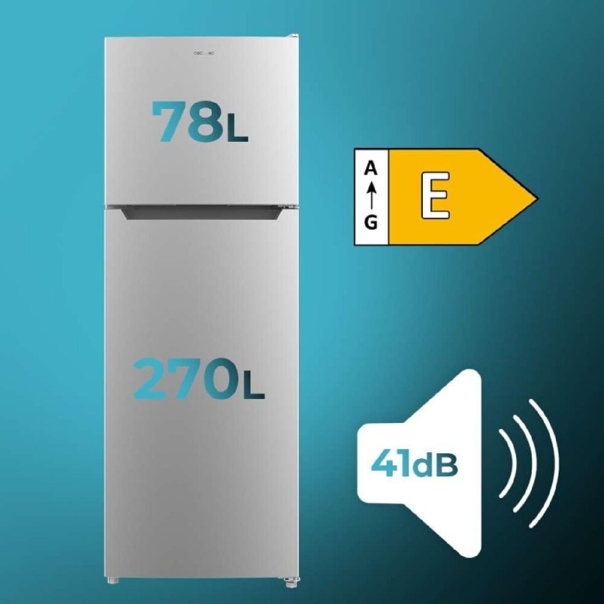 Kombinerat kylskåp Cecotec Bolero CoolMarket 2D 348 NF Inox Stål 348 L finns hos Nordekko