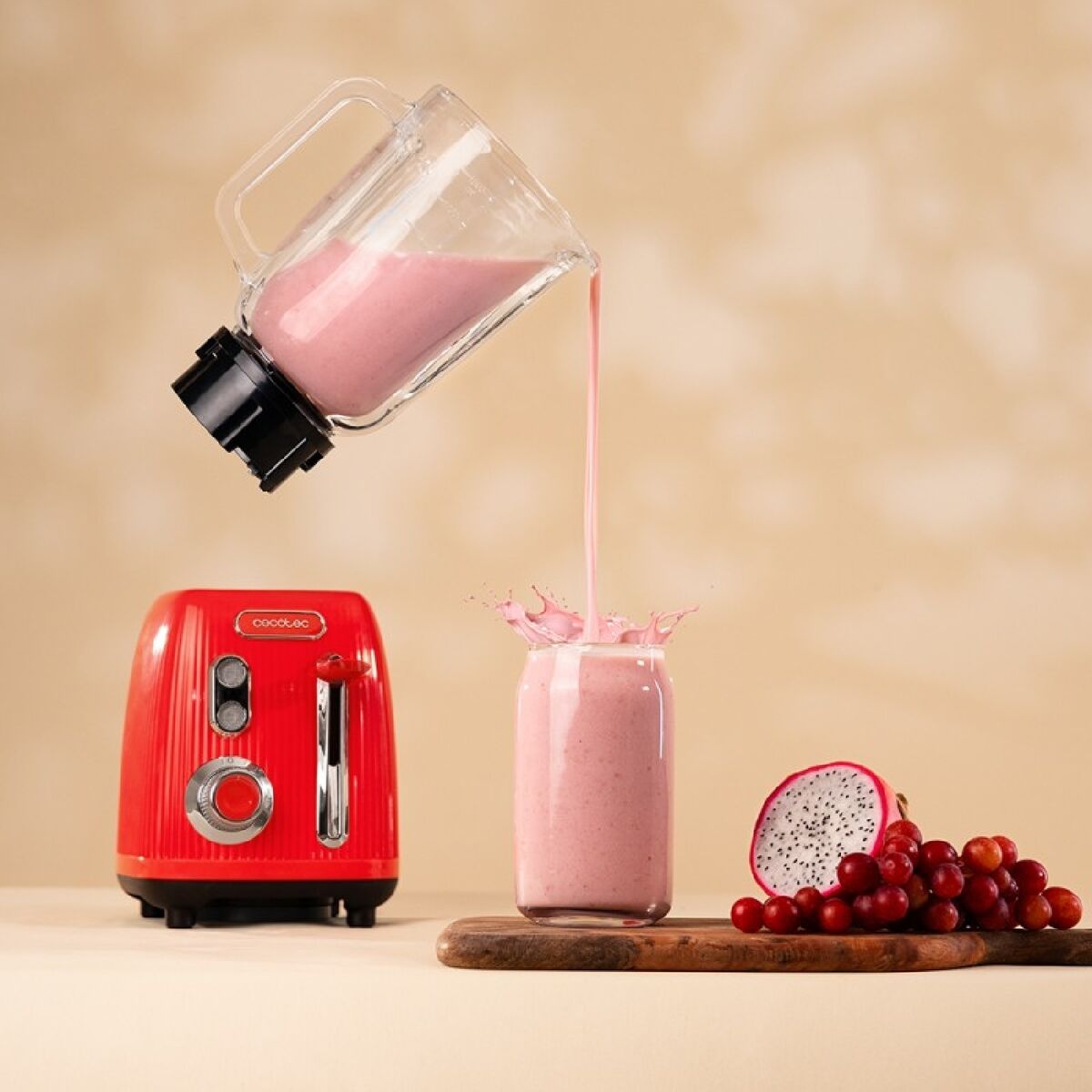 Glasmixer Cecotec Power Black Titanium RetroRed Röd finns hos Nordekko
