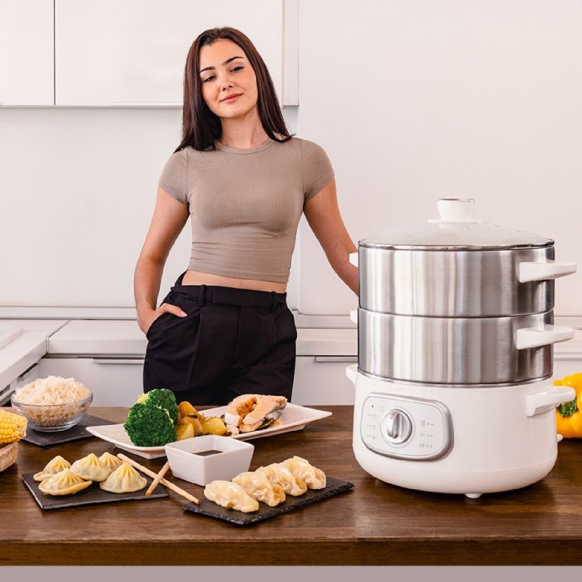 Ångkokare Cecotec SteelPot 1300 W 1550 W Vit Grå Rostfritt stål finns hos Nordekko
