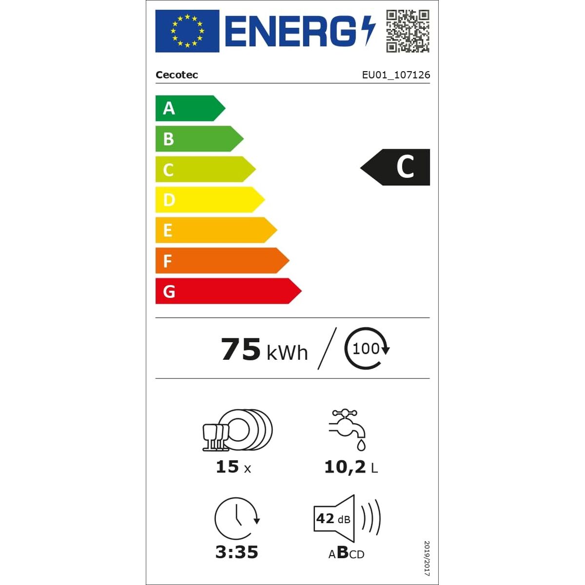 Cecotec Diskmaskin 15 kuvert Bolero Aguazero 6620 Klass C 8 program Vit Touch Control finns hos Nordekko