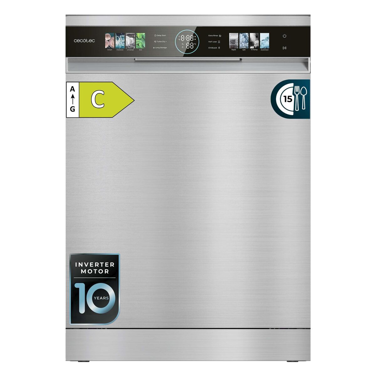 Cecotec Diskmaskin Bolero Aguazero 6620 Inox 15 kuvert Klass C 8 program XXL display finns hos Nordekko