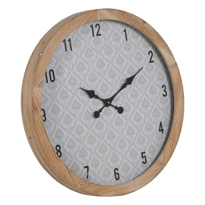 Väggklocka Vit Naturell Trä Glas 60 x 60 x 6,5 cm finns hos Nordekko